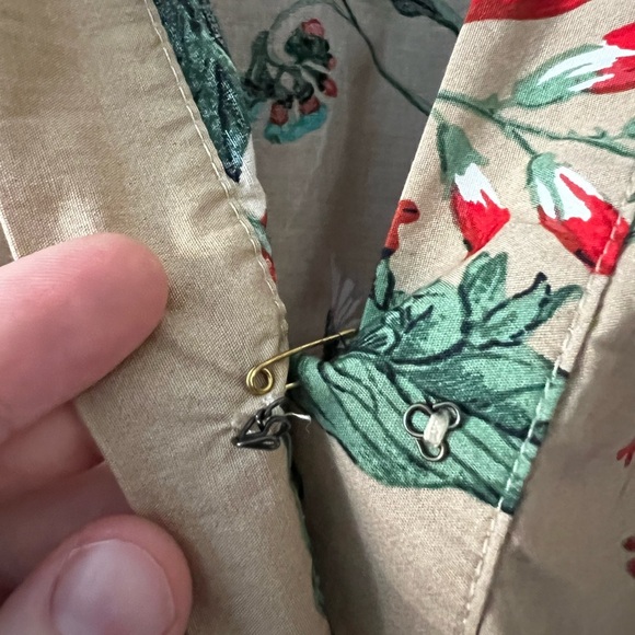 Anthropologie The Somerset Maxi Dress Cotton Tiered XL Khaki Beige Floral Puff - Picture 4 of 16